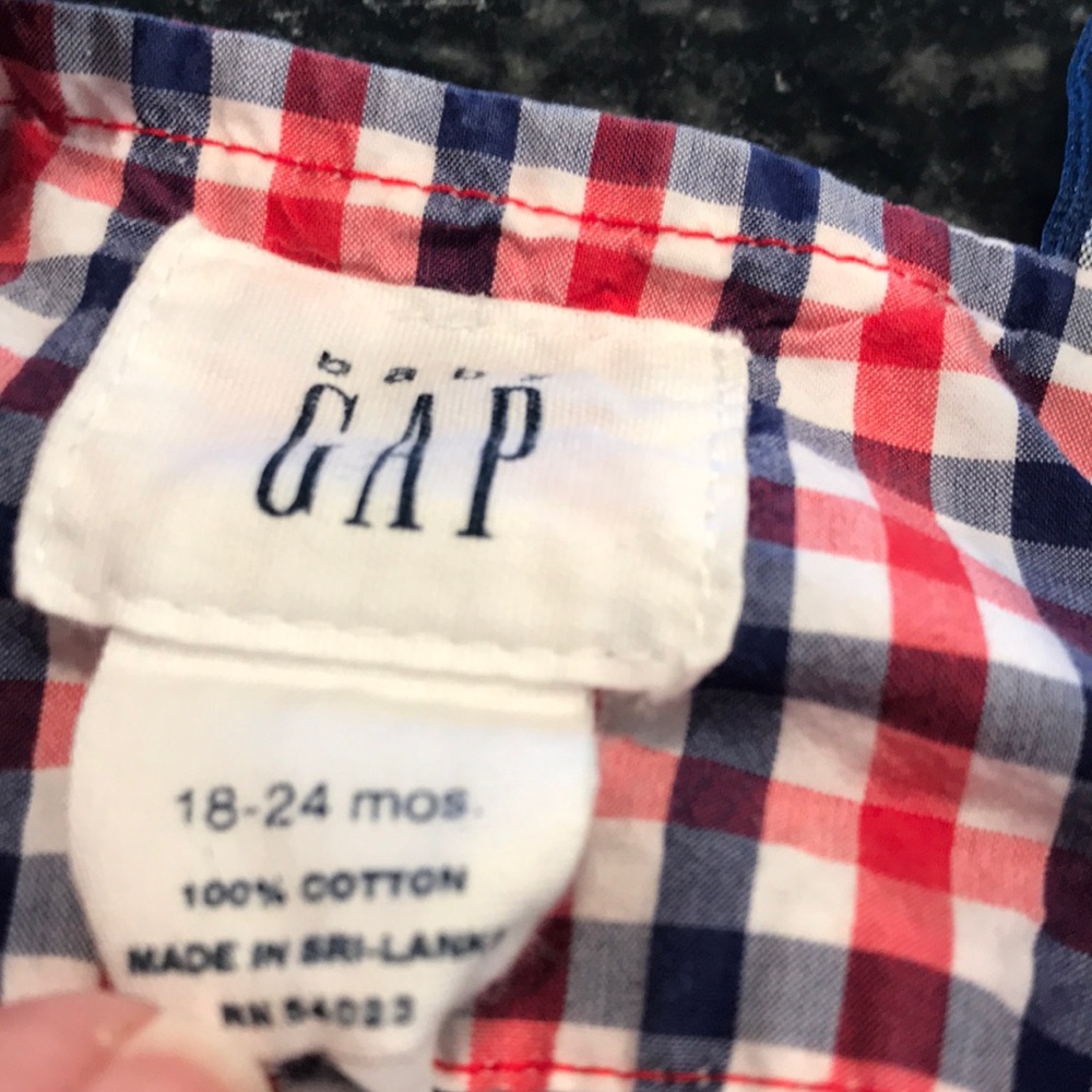 Baby Gap Vintage Rare Checkered dress white blue plaid flag & bloomers - Picture 7 of 8